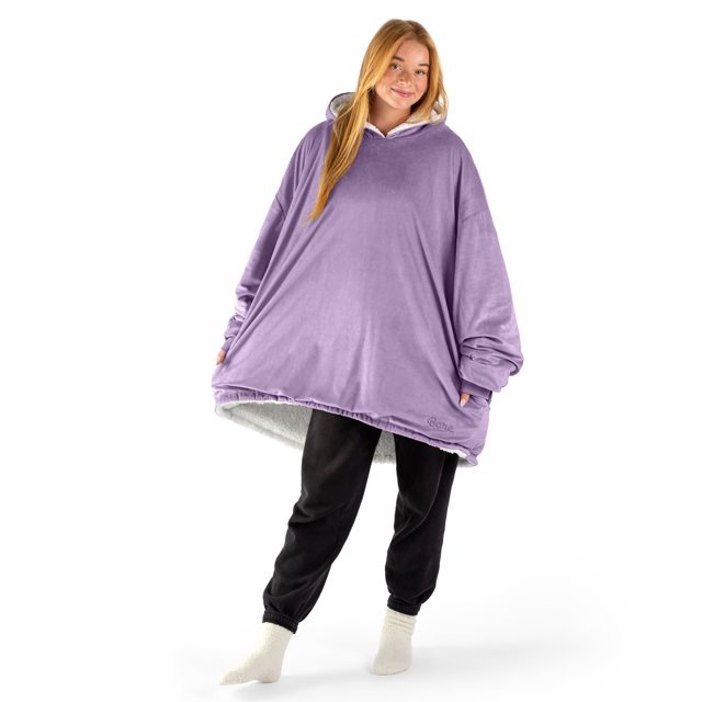 Bare Home Plush Sherpa Wearable Blanket - Fluffy & Soft - Lightweight - Adult, Lavender