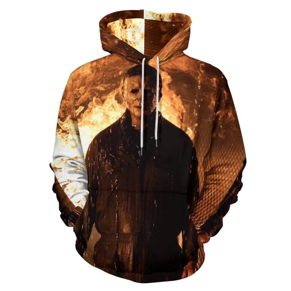 Michael Myers Hoodies for Men Women 3D Print Pullover Novelty Hooded Sweatshirt Hoodies with Big Pockets S