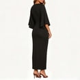 thumbnail image 4 of Aimik Women's V-Neck Short Sleeve Twist Front Slit Midi Dress Ruched Bodycon Elegant Evening Cocktail Dress, 4 of 5