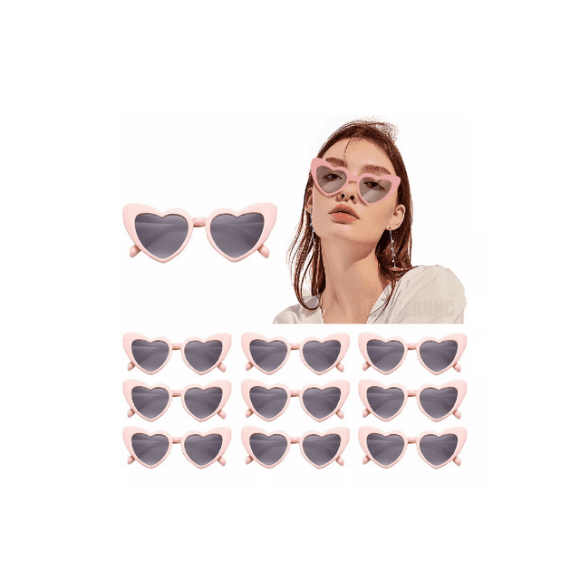 Gafas De Sol Corazón Accesorios Moda Lentes rosas/negro 10pz