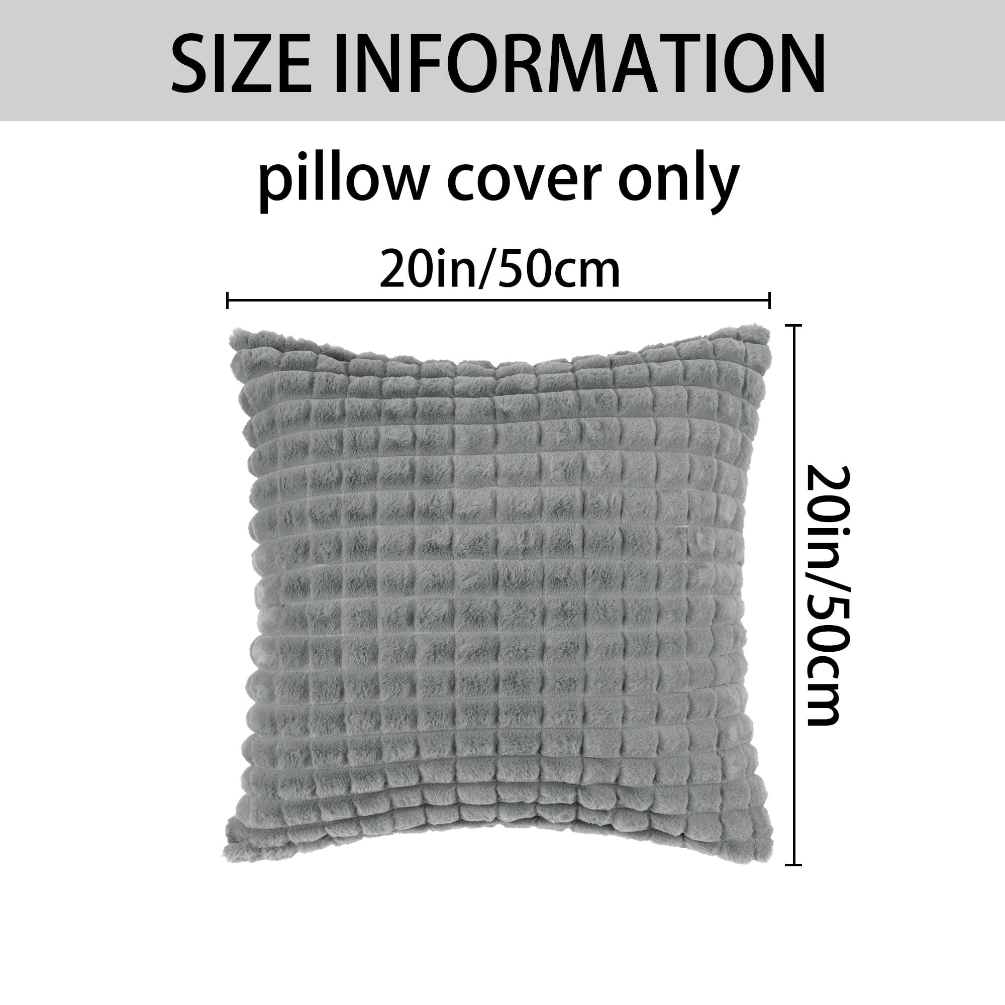 Unique Bargains 4 Pcs Checkered Faux Fur Plush Throw Pillow Covers Home Decor Pillowcases Grey/Brown 20" x 20"