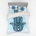 thumbnail image 1 of Ambesonne Hamsa Bedding Set 4 Pcs, Ornate Popular, Queen, Dark Blue Aqua, 1 of 3