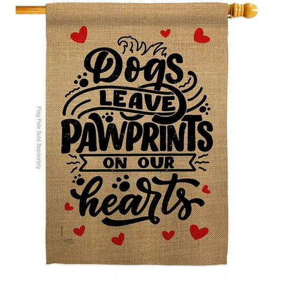 Breeze Decor H110130-BO Dogs Leave Pawprints House Flag Animals Dog 28 x 40 in. Double-Sided Decorative Vertical Flags for Decoration Banner Garden Yard Gift