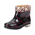 thumbnail image 2 of Domuza Women Floral Printed Fleece Lined Short Ankle Rain Boots, Waterproof Non Slip Rubber Sole Warm Lined Rain Shoes for Outdoor Gardening Walking Rainy Days Pink 5.5（EU-36）, 2 of 3