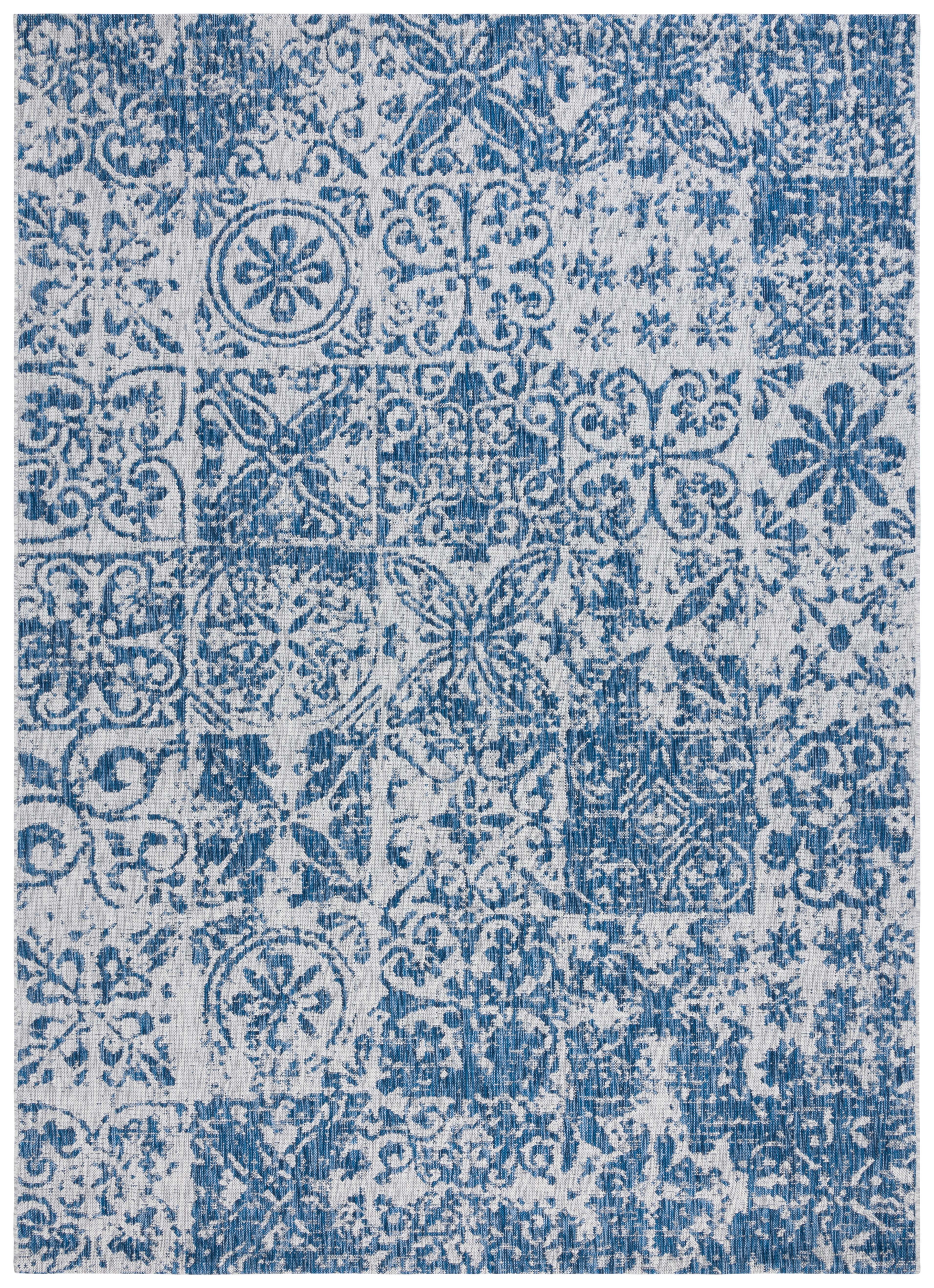 Safavieh Courtyard Taegan Floral Indoor/Outdoor Area Rug, Navy/Gray, 8' x 11'