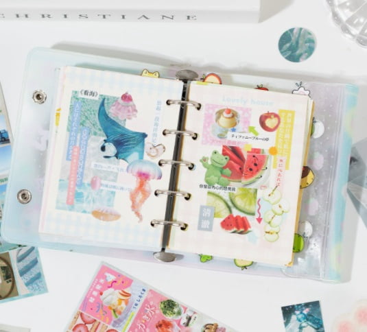 2 sets - Sticker book, evening breeze letter paper, creative dream-core style pattern material, hand-drawn journal, Guka collage