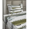 thumbnail image 2 of Ambesonne Airplane Fitted & Top Sheet Set with Sham, Old Dive Planes Jets, Green Grey White, 2 of 4