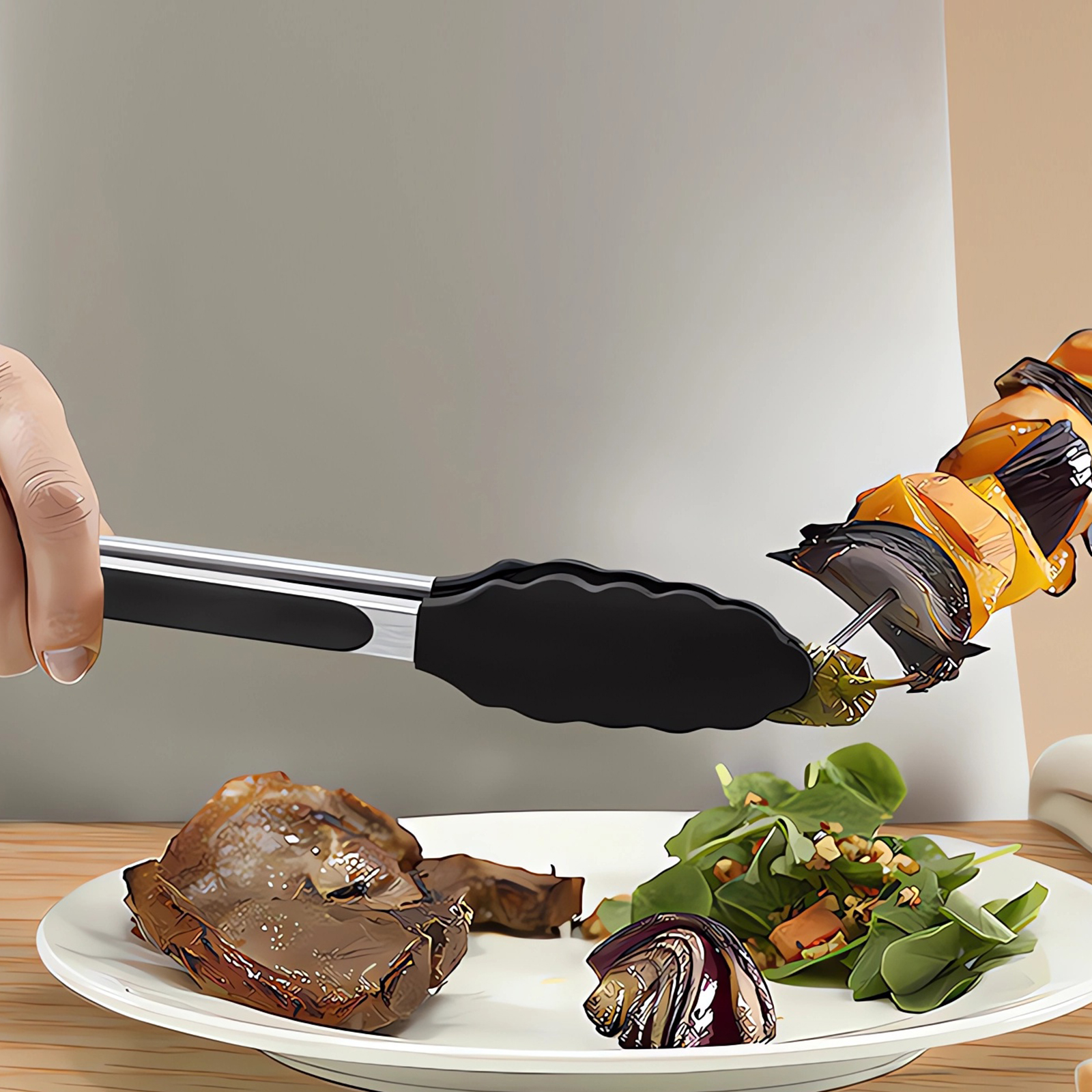 oannao 15-Piece Silicone Cooking Utensils Set, Black photo 3