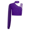 thumbnail image 3 of iiniim Women Shiny Rhinestone Dance Top Ballet Dance Adult Contemporary Shiny Crop Tops Purple M, 3 of 5