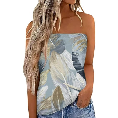 JDEFEG Plus Size Camisole Tops for Women Strapless Bandeau Corset Tank Casual Sleeveless Summer Vacation Loose Fit Holiday Top Shirt Blouse Women Tanks Top Rose Gold Size L