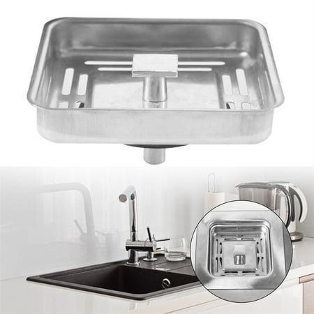 

Square Stainless Steel Kitchen Sink Strainer Drainer Post Stopper Waste Plug