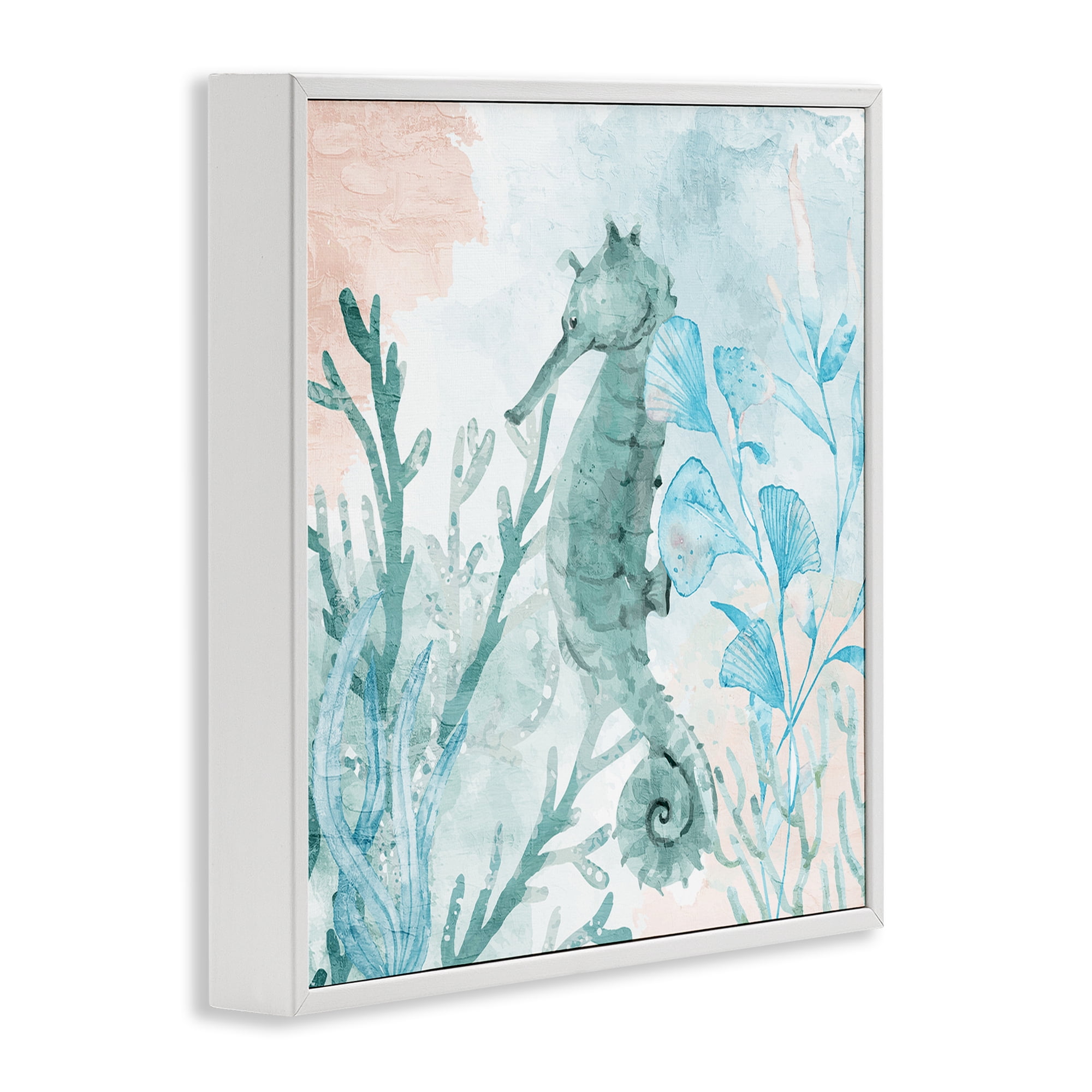 Stupell Industries Seahorse Sea Swim White Framed Giclee Art, design by Kim Allen