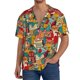 thumbnail image 1 of Balery Funny Owl Bird Camisa Casual de Manga Corta con Botones para Hombre, Texturizada, Estilo Cubano, para Playa, Verano-4X-Large, 1 of 5