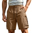 thumbnail image 3 of IhhxPro Men's Outdoor Cargo Shorts with Elastic Waist and Multi-Pockets Men Work Casual Hiking Cotton Relaxed Fit Summer M-2XL, 3 of 9