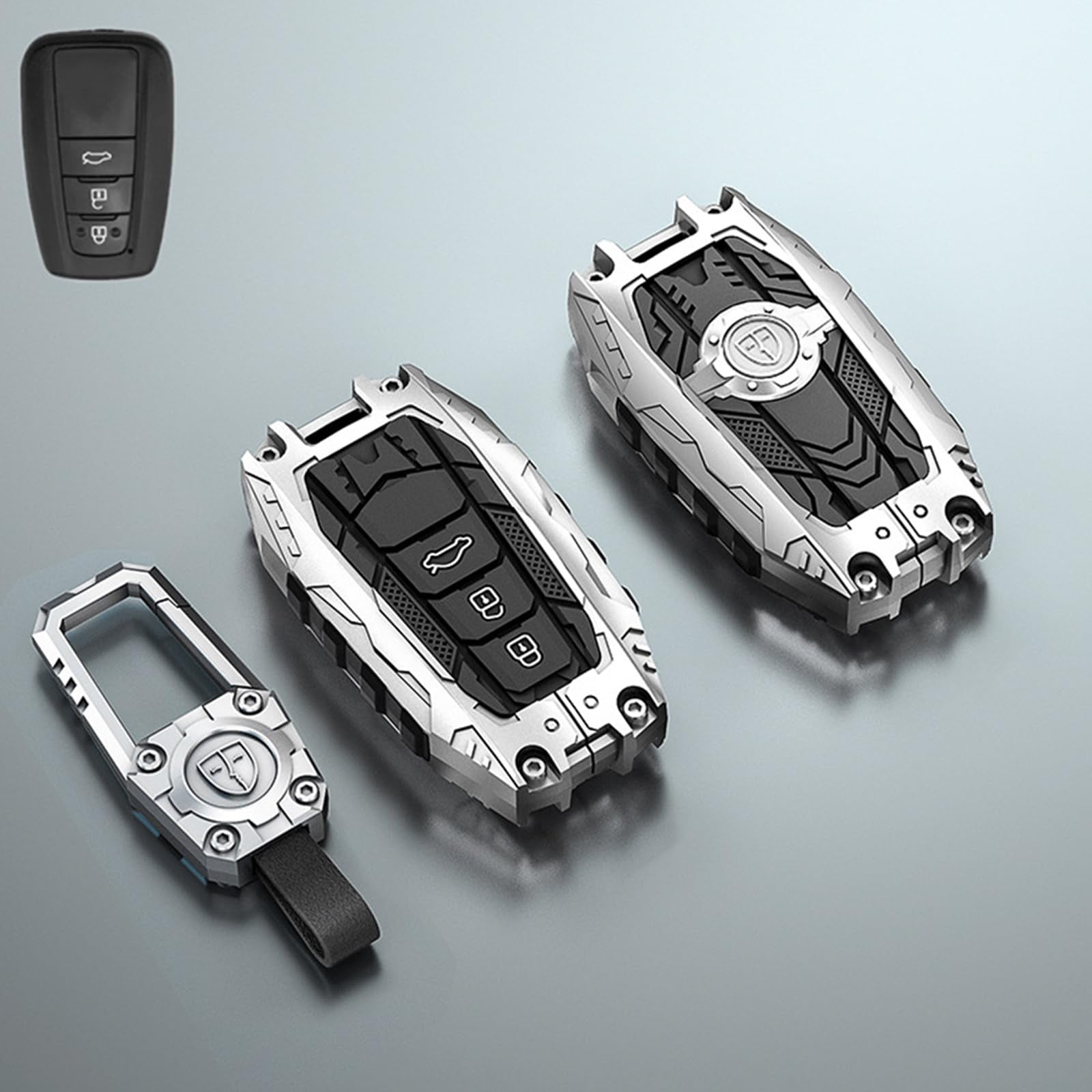 Key Cover Case, Zinc Alloy Metal Smart Remote Key Fob Case Protector Holder Shell Compatible with Toyota 2018-2022 Camry RAV4 Highlander Avalon C-HR Prius Corolla GT86
