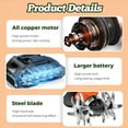 thumbnail image 2 of 21V Cordless Tiller for Gardening, 360 RPM Electric Garden Tiller, 2-in-1 Powered Mini Cultivator with 2×2.0Ah Batteries & Charger, 5" Tilling Width, 4" Depth, for Lawn/Soil Cultivation, 2 of 6