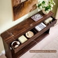 thumbnail image 3 of Aitjunz 63" Console Table with 2 Drawers and Storage Shelf, Waterfall Wood Grain Entryway Table with Curved Edges, Long Sofa Table for Living Room, Hallway and Foyer, 3 of 6