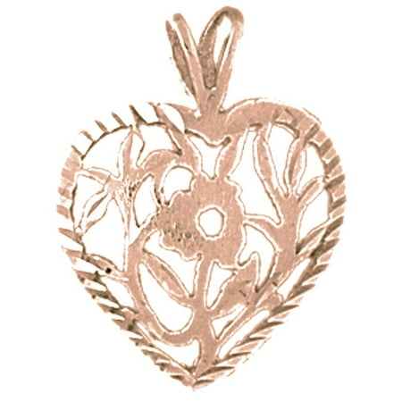 14K Rose Gold Heart Pendant - 22 mm