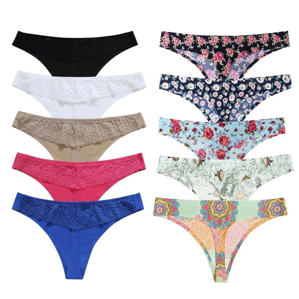 Lingerie For Women Pack Of 10 Women Multicolour Patchwork Briefs Panties  Underwear Knickers Bikini Underwear Women 