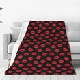 thumbnail image 1 of Fotbe Sexy Red Lips Kiss Manta de Franela Acolchonada con Estampado, Súper Suave y Esponjosa, Extra Grande para Sofá, Cama, Uso Todo el Año-80"x60", 1 of 7