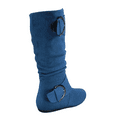 thumbnail image 4 of Women's Casual Flat Heel Side Zip Wide Calf Knee High Mid-Calf Boots Shoes ( Denim Blue, 10), 4 of 5