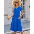thumbnail image 5 of Zeagoo Short Sleeve Dress for Women Boho Beach Dresses Aline Midi Sundress with Pocket Casual Loose Shift Dress Summer Floral Tshirt Dress, 5 of 6