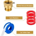 thumbnail image 3 of 2-Pack Brass Vacuum Breaker Set 3/4" Anti-Siphon Hose Bib Valve for Garden Spigot RV Hose Connection Backflow Preventer Connector with Tape and Extra washers, 3 of 7