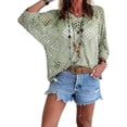 thumbnail image 3 of Crochet Lattice Tops For Women Knitted Tops For Women Summer Flowy Tops For Women Crochet Lattice Top Crochet Lattice Top Short Sleeve Tops For Women Crochet Shirts For Women Womens Blouses, 3 of 5