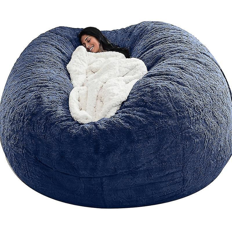 Bean Bag Chair Cover Soft Fluffy Fur Portable Lazy Sofa Cover Navy 150x75cm Walmart