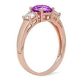 thumbnail image 2 of 1.5 ct Round Cut Simulated Alexandrite 3 Stone 14K Rose Gold Womens Engagement Ring, 2 of 5