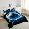 thumbnail image 3 of jejeloiu Socer Game King Size Comforter Sets,Football Sport Bedding Comforter Set,Blue Black White Bedding Set For Children,Microfiber Bedroom Decor Reversible,3pcs, 3 of 8