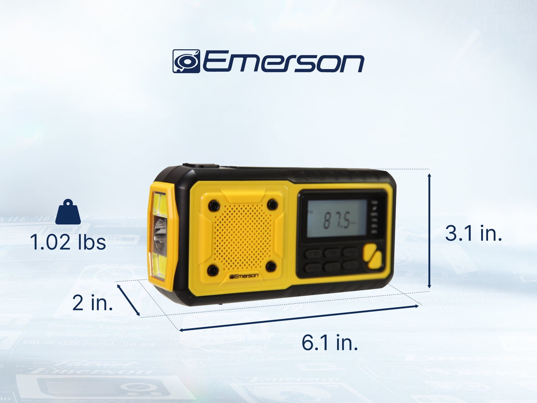 Emerson ER-7051 Emergency AM/FM Radio with Weather Band, Power Bank, and LED Emergency Light, Yellow