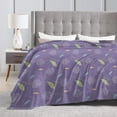 thumbnail image 4 of DouZhe Ultra-Soft Micro Fleece Lightweight Flannel Bed Blanket, Violet Floral Lavender Print Cozy Warm Throw Blankets, 60"x50", 4 of 7