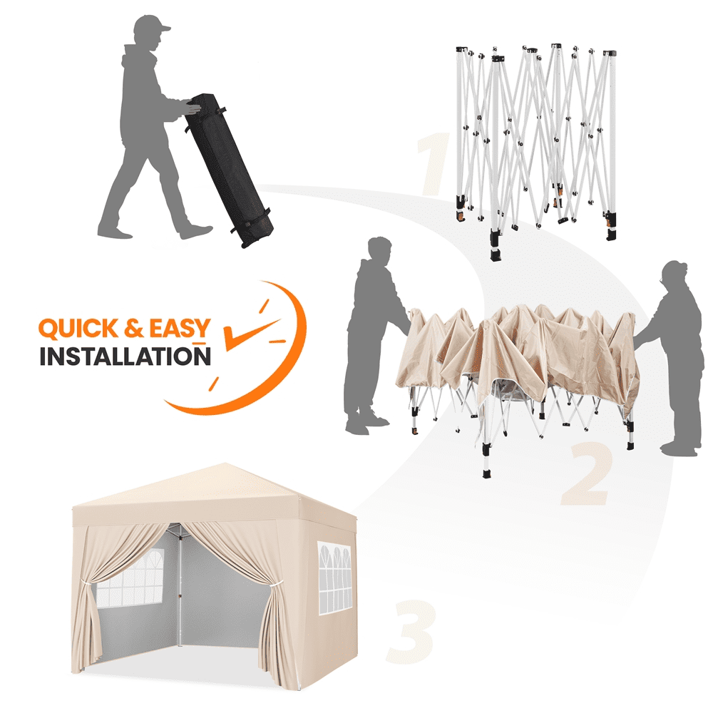 Alden Design 10x10ft Outdoor Canopy Enclosed Instant Tent with Sidewall Window for Party Wedding Marketing, Beige
