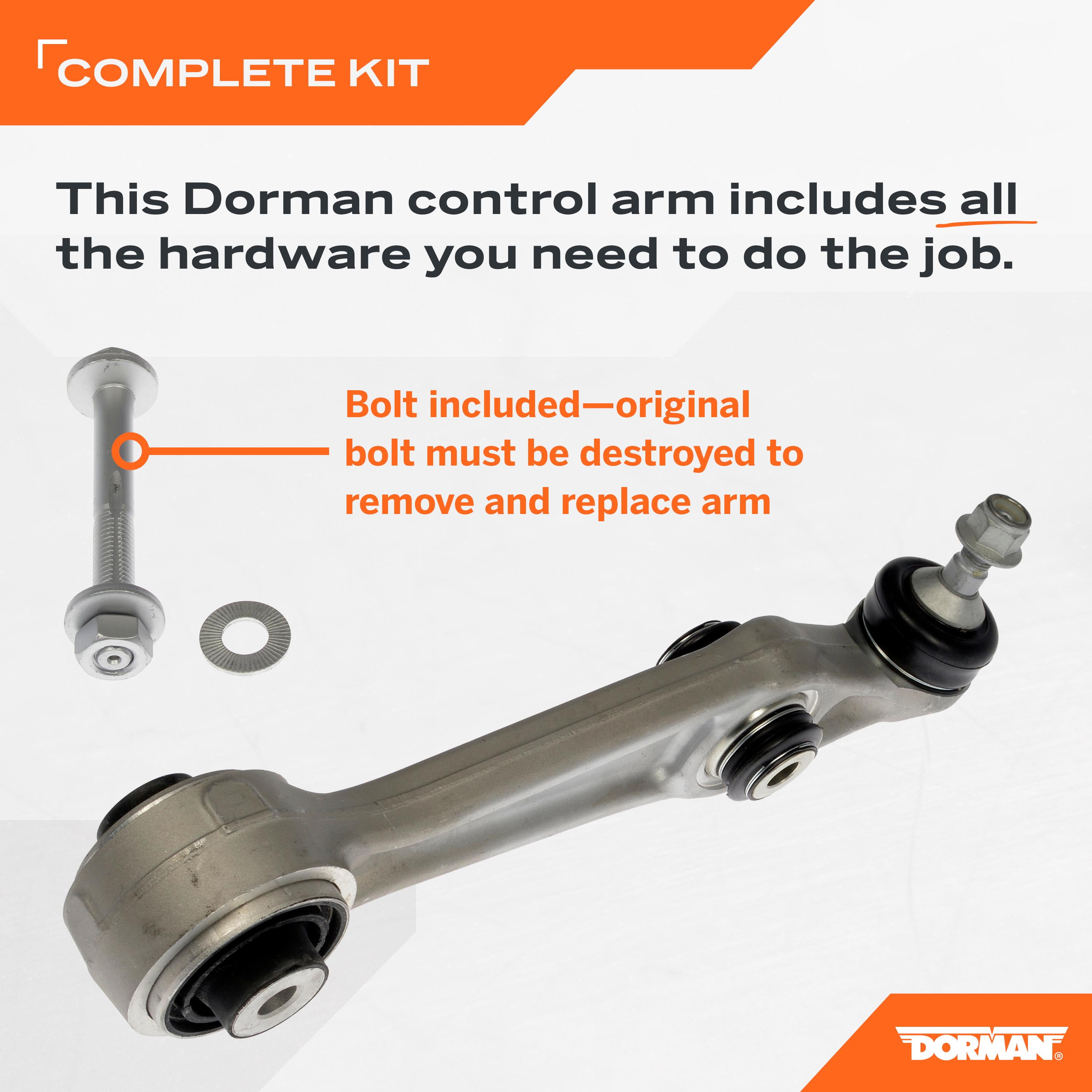 Dorman 527-389 Front Lower Rearward Suspension Control Arm and Ball Joint Assembly for Specific Tesla Models