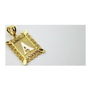 10K Solid Yellow Gold Plate Initial Pendant Letters A-Z