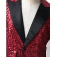 thumbnail image 5 of Aiihoo Kids Boys Notch Lapel Shiny Sequins One Button Tuxedo Blazer for Wedding Graduation Prom Burgundy 12, 5 of 7