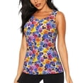 thumbnail image 1 of Fotbe The Garden Tricolor Pansy Flower Blusas Sin Mangas para Mujer – Estilo Casual, Corte Suelto, Slim-Fit, Cuello Redondo Deportivo, Tops de Verano para Gimnasio y Yoga-Small, 1 of 7