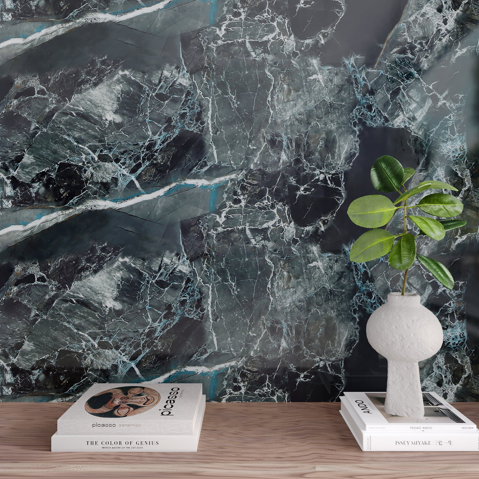 CHIHUT Marble Contact Paper for Countertops Waterproof Glossy Emerald Black Peel and Stick Wallpaper for Bathroom Self Adhesive Thick Roll for Kitchen Bedroom Cabinets Table Desk Cover 12"x100"