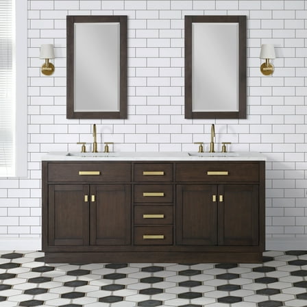 Water Creation Chestnut 72" Wood Double Bathroom Vanity in Brown/Gold