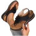 thumbnail image 2 of Floral Sandals for Women, Orthopedic Sandals for Women Flip Flops With Arch Support Comfortable Flower Wedge Sandals Casual Non Slip Back Strap Summer Beach Flip Flops, Black 5.5, 2 of 8