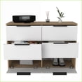 thumbnail image 6 of Dressers, Kaia Modern 4-Drawer 2-Cabinet Dresser, 42.1” Wide Pine/White | Particle Board | Multicolor, 6 of 7