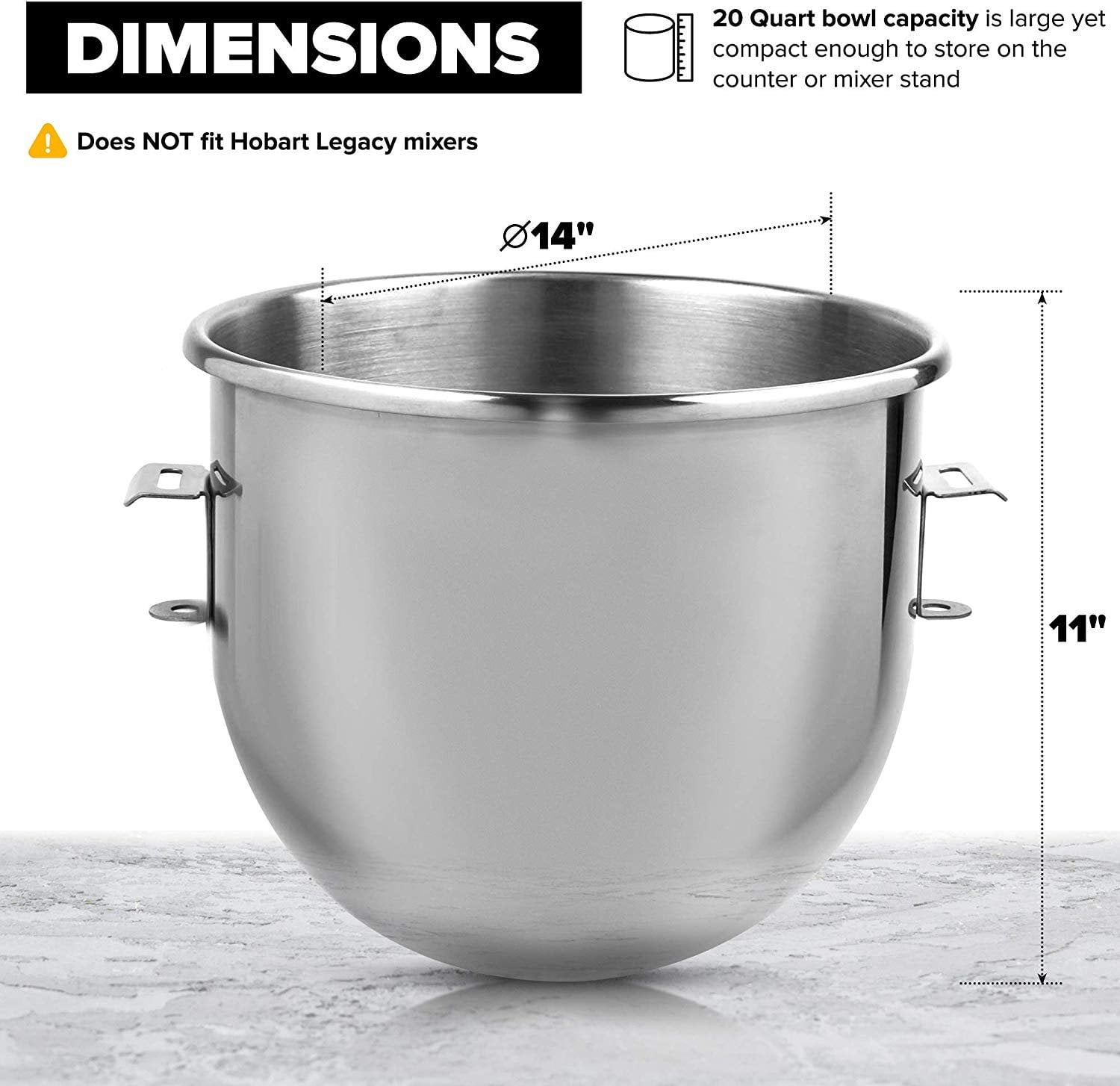 NEW 10 Qt Mixing Bowl for Hobart Mixer Stainless Steel Uniworld UPM-1B #8063 