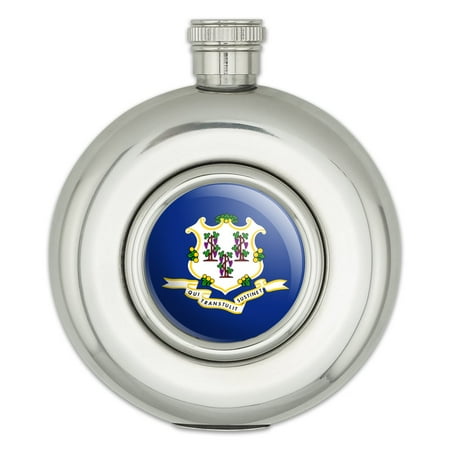 

Connecticut State Flag Round Stainless Steel 5oz Hip Drink Flask