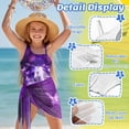 thumbnail image 5 of SEANATIVE Girls Swimsuit and Cover Up Set One Piece Bathing Suit See-through Mesh Skirt, 2 Piece Back Cut Out Design Swimwear, Size 9-10 Years, Horse Butterfly Rose Violet, 5 of 7