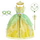 thumbnail image 5 of Disney-disfraz de princesa Tinker Bell para niñas, vestido de hada de las flores verdes, disfraz de elfo con purpurina, ala de mariposa, fiesta de Halloween, 5 of 5