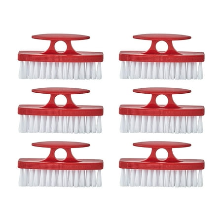 

Superio Red Nail Brush Cleaner with Handle 6 Pack - Durable Brush Scrubber To Clean Toes Fingernails Hand Scrubber All Surface Cleaning Heavy Duty Scrub Brush Stiff Bristles Easy To Hold