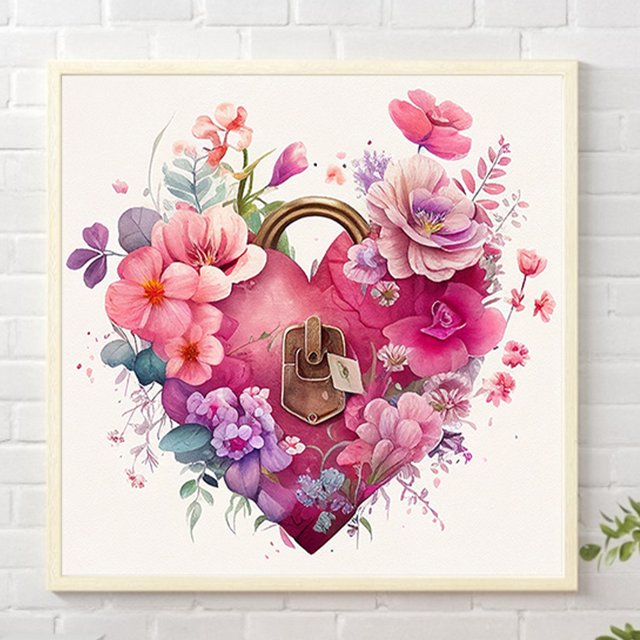Cuadros Decorativos Kit de pintura por números DIY Love Lock Hand Oil Art Picture Craft Home Wall Decor Wdftyju embutido en tela