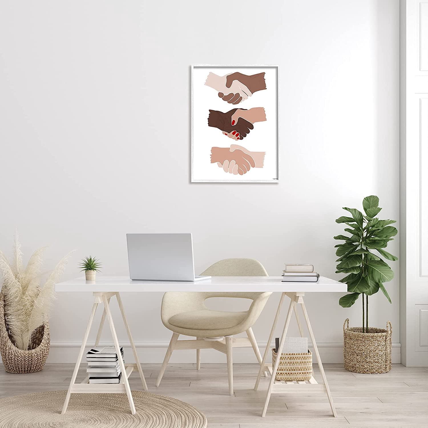 Stupell Industries Shaking Hands Inclusivity Motivation Diverse Cultures, 24 x 30, Designed by Kyra Brown