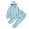 thumbnail image 3 of NAISIBABY Boys Girls Fleece Sets 2-Piece, Zipper Hooded Sweatshirt Jacket and Jogger Sweatpants Casual Athletic Outfit Blue 7T, 3 of 7